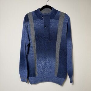 MONTE CARLO Mens M Mock Neck Leather Pull 1/4 Zip Knit Sweater